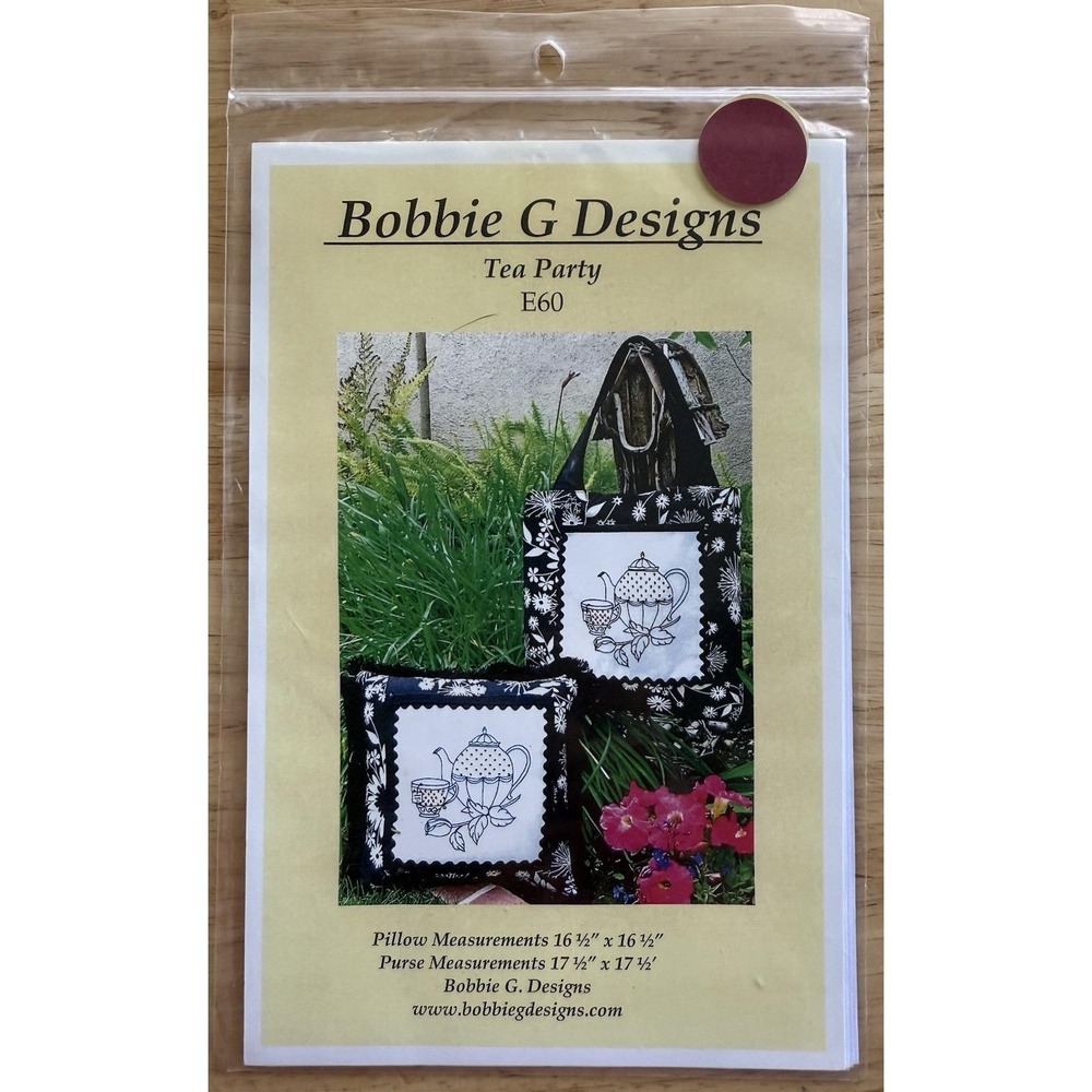Bobbie G. Designs TEA PARTY Pillow & Purse Pattern Uncut‎